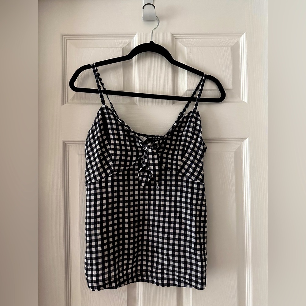 Small Blue/White Checkered Old Navy Faux Tie Front Tank Top